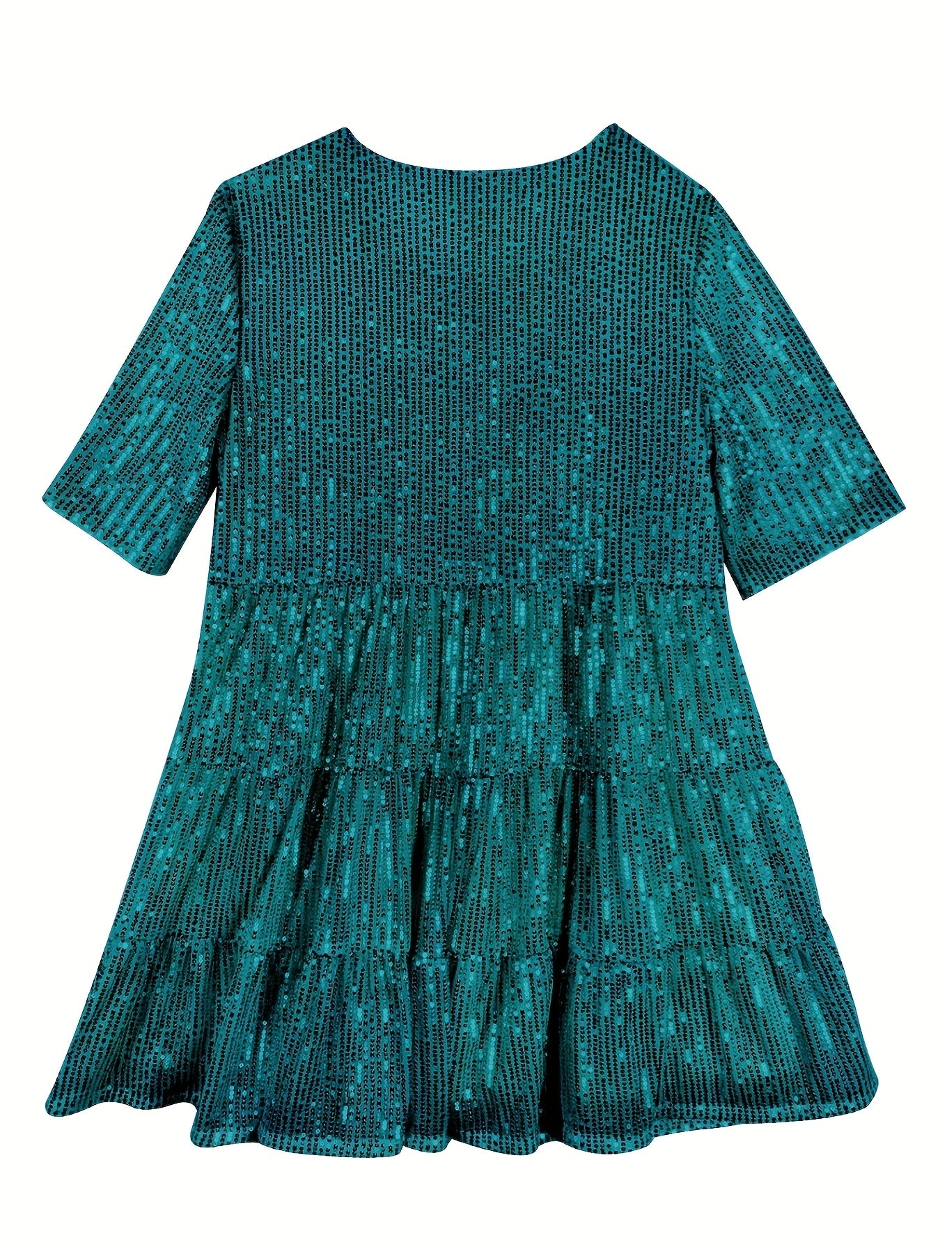 Glitter A Lijn Dames Mini Feestjurk Korte Mouw