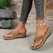 Chaussons confort pour adolescentes avec détail floral et talon compensé pour femmes
