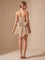 Dames Glamoureuze Glitter Mini Jurk met Strapless Top en Strik