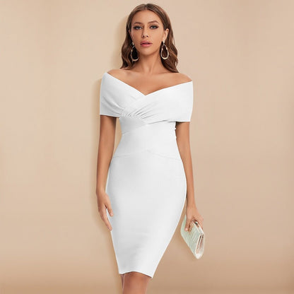 Norah - Off-Shoulder midi-jurk met V-hals