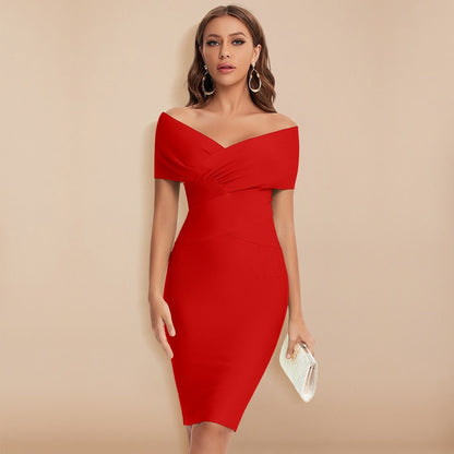Norah - Off-Shoulder midi-jurk met V-hals