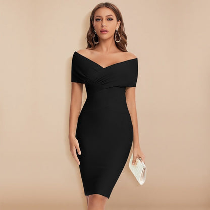 Norah - Off-Shoulder midi-jurk met V-hals