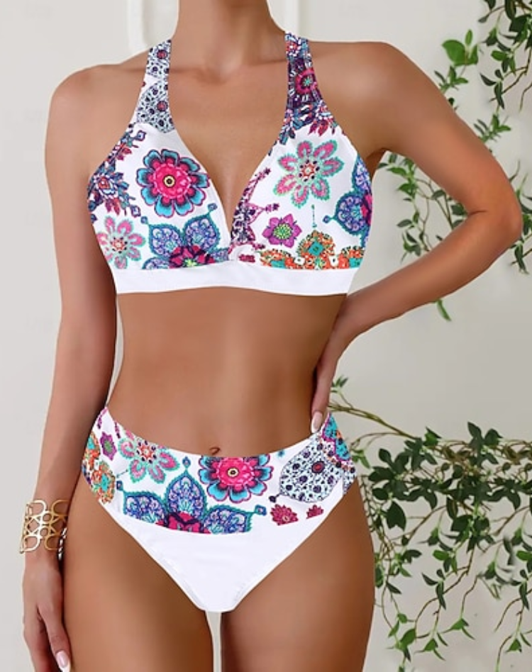 Boho Bikini Met Bloemenprint En V Hals Voor Dames