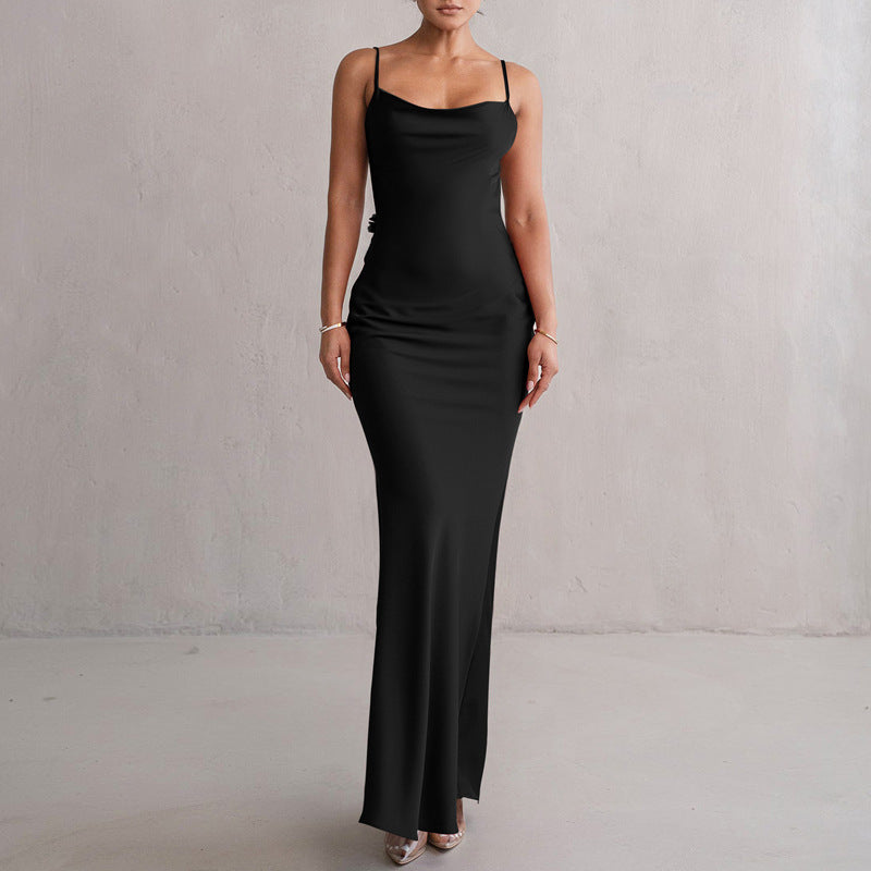 Robe de soirée maxi élégante pour femmes, dos nu pour gala