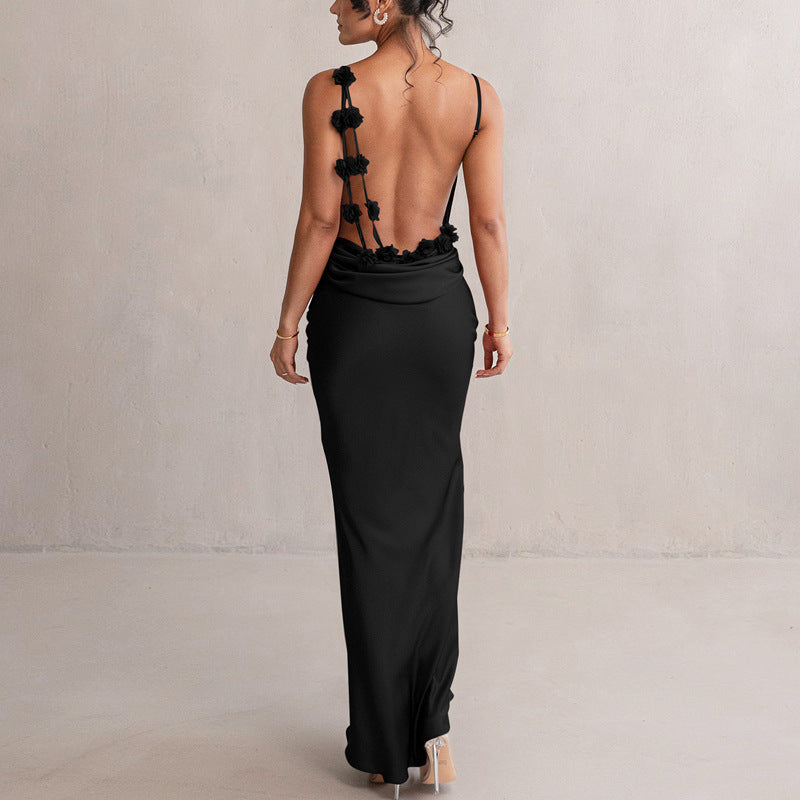 Robe de soirée maxi élégante pour femmes, dos nu pour gala