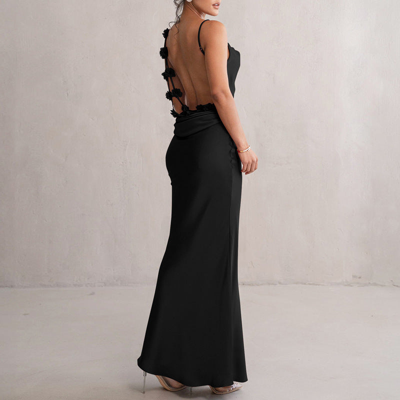 Robe de soirée maxi élégante pour femmes, dos nu pour gala