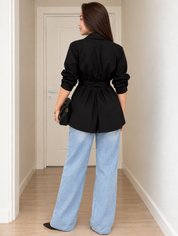 Lange Blouse Met Tailleknoop En Lange Mouwen Voor Dames