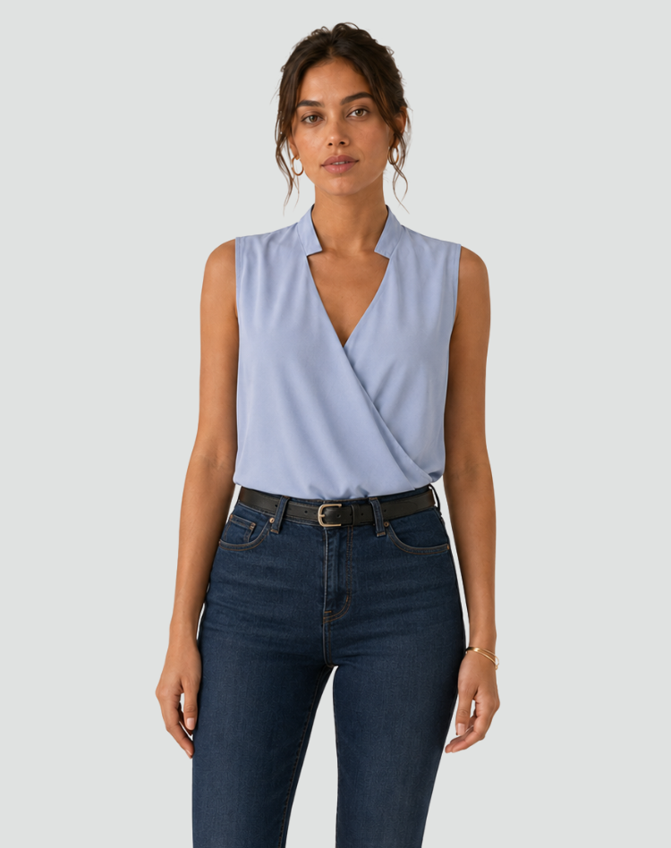Sleeveless Wrap Top with V-Neck for Women for Work