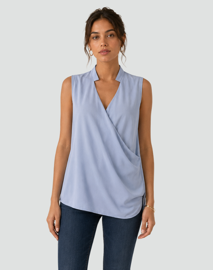Sleeveless Wrap Top with V-Neck for Women for Work