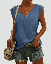 Losvallend damski T-shirt z dekoltem w serek
