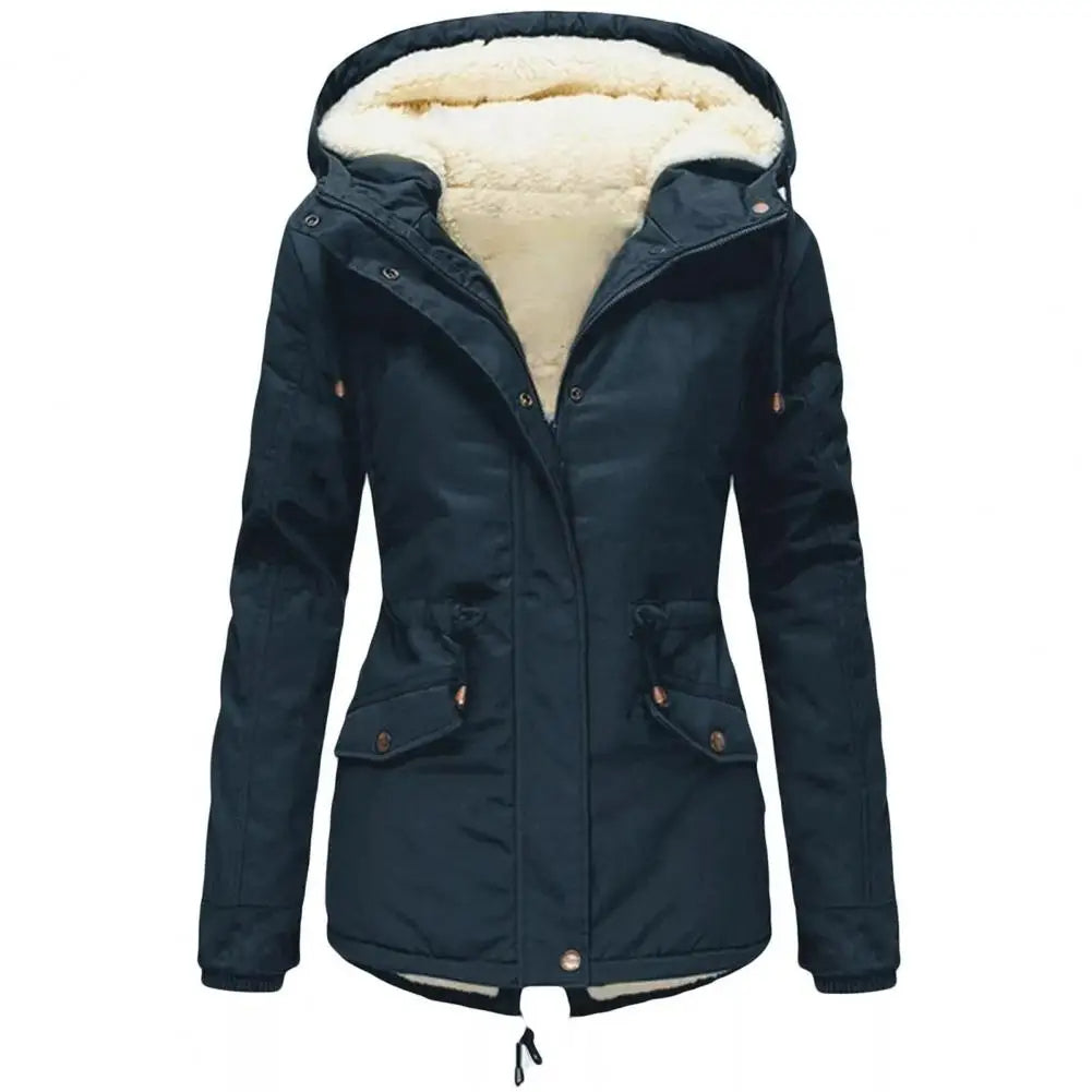 Women's Waterproof Winter Coat with Hood and Waist Drawstring