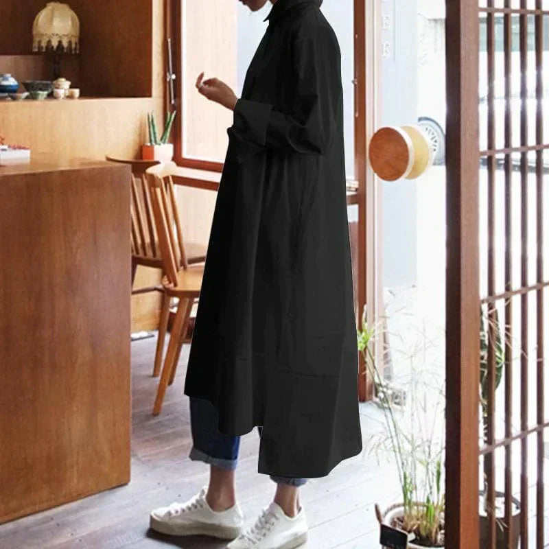 Oversized Overhemdjurk Voor Dames Met Lange Mouwen En Losse Fit