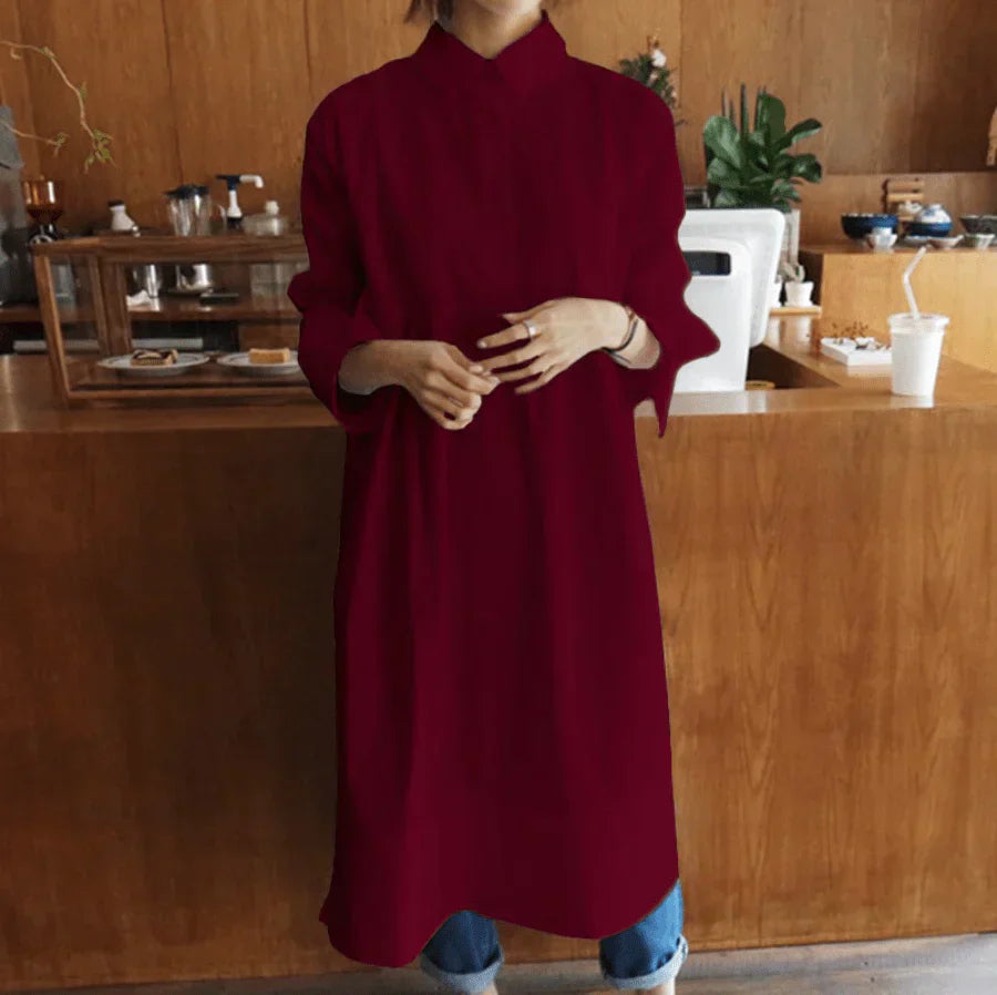 Oversized Overhemdjurk Voor Dames Met Lange Mouwen En Losse Fit