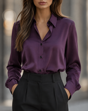 Luxe Satijnen Blouse met Lange Mouwen voor Dames