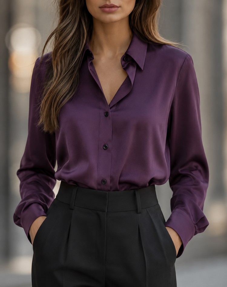 Luxe Satijnen Blouse met Lange Mouwen voor Dames