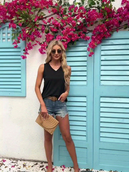 Chique Mouwloze Dames Tank Top met V-Hals