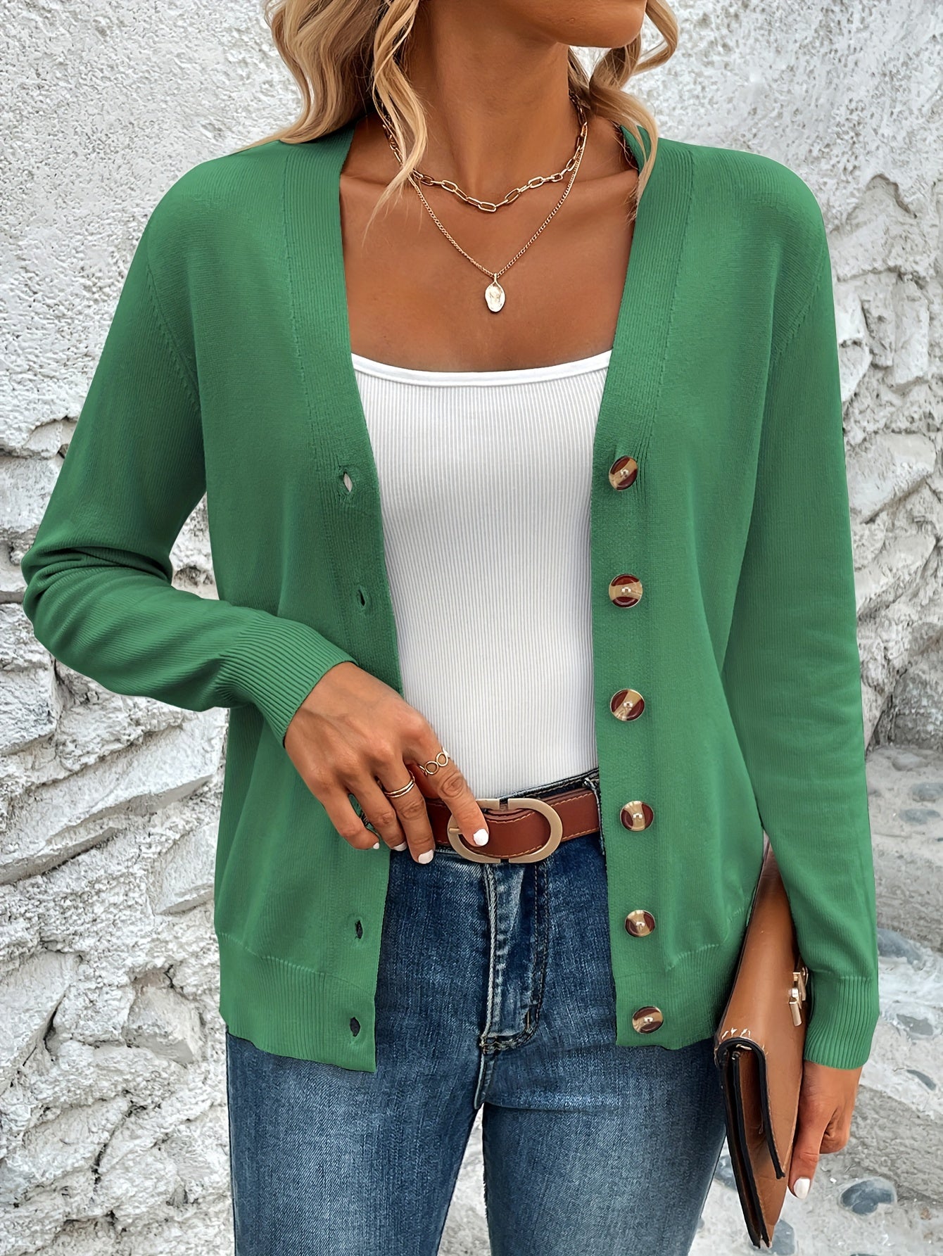 Comfortabel Gebreid Dames Cardigan Met Knoopsluiting