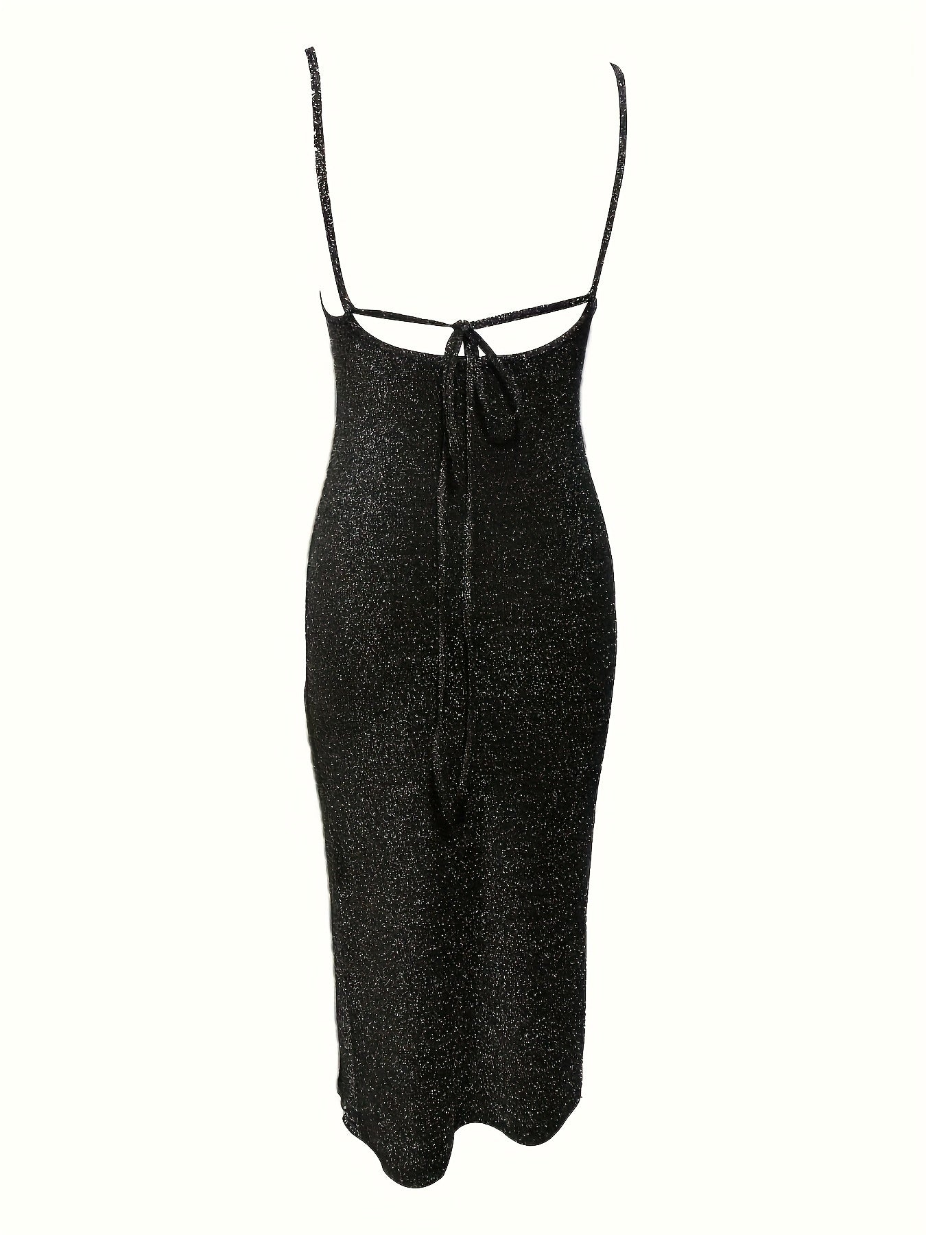 Bodycon Glitter Midi Cocktailjurk Voor Dames Met Open Rug En Split
