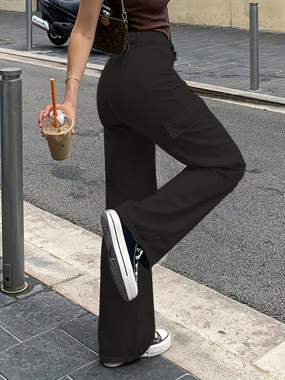 Dames Cargo Broek Met Hoge Taille En Wijde Pijpen
