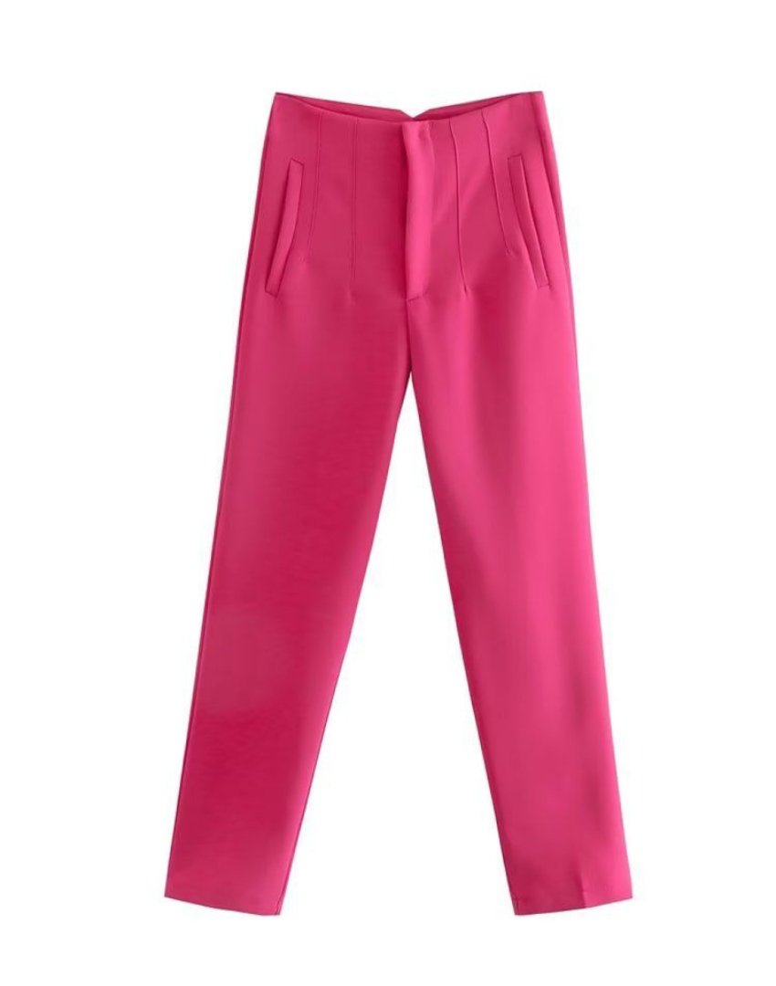 Pantalon élégant taille haute à jambes fuselées