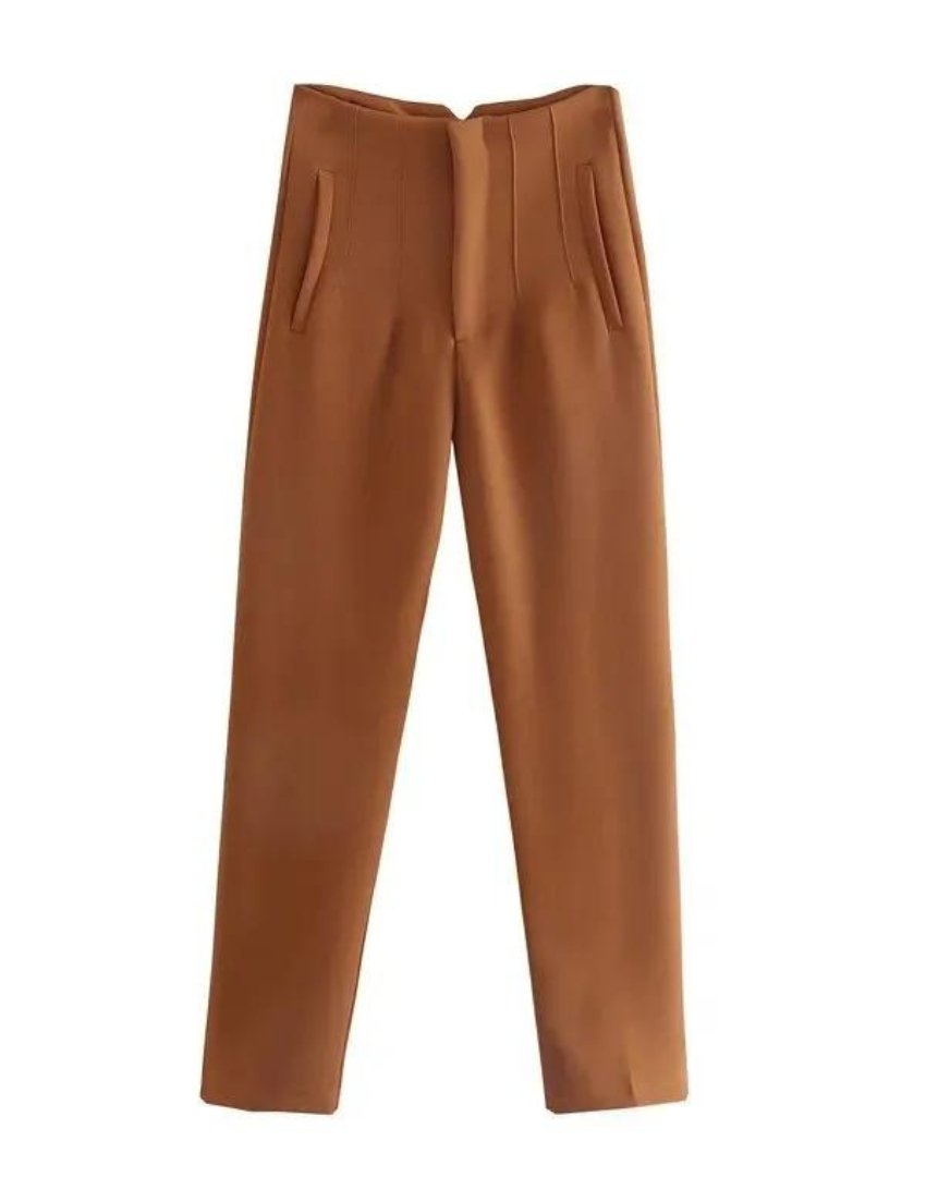 Stijlvolle Pantalon Met Hoge Taille En Taps Toelopende Pijpen