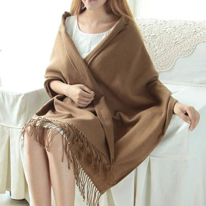 Luxe Geruite Winterse Lange Sjaal met Franje en Oversized Pasvorm