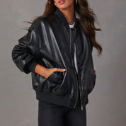 CAPUCINE - OVERSIZED FAUX LEATHER BOMBER JACKET 3