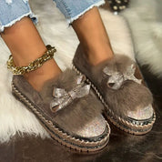 Cassandra | Women's Crystal Bow Loafers - Black - Image 3