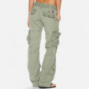 Dames Casual Cargo Broek met Wijde Pijpen en Klepzakken