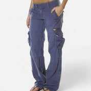 Dames Casual Cargo Broek met Wijde Pijpen en Klepzakken