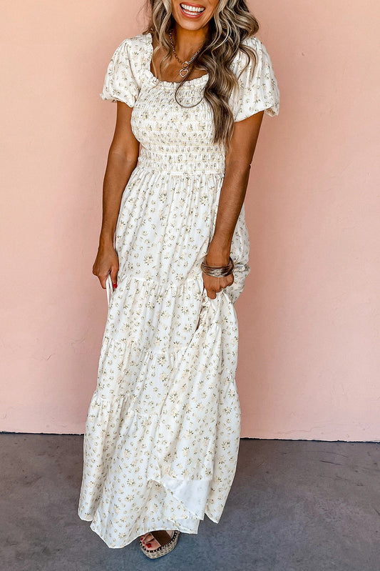 Aveline - Bohemian maxi jurk met korte mouwen