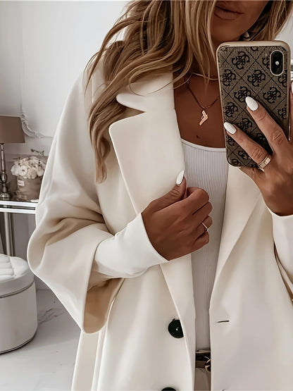 Witte Elegante Mantel Winterjas Voor Dames