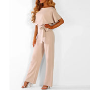 Jumpsuit Met Korte Mouwen En Strikceintuur Voor Dames