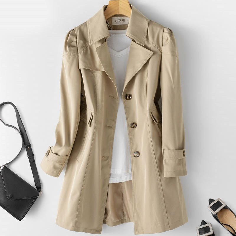 Dames Elegante Getailleerde Trenchcoat Jas