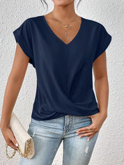 Elegant V-Neck Top with Twisted Detail for Women