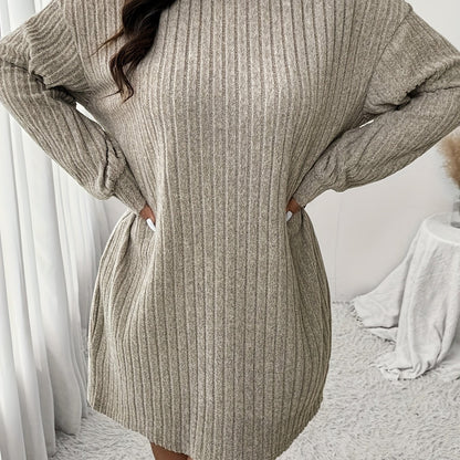 Knusse Geribde Mini Sweaterjurk Met Col Voor Dames