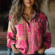Boho Blouse Met Print En Lange Mouwen Voor Dames