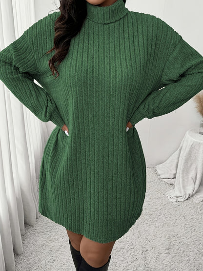 Knusse Geribde Mini Sweaterjurk Met Col Voor Dames