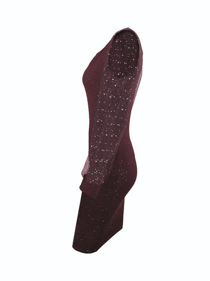 Pailletten Bodycon Cocktailjurk Voor Dames Met Lange Mesh Mouwen