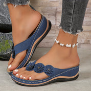 Chaussons confort pour adolescentes avec détail floral et talon compensé pour femmes