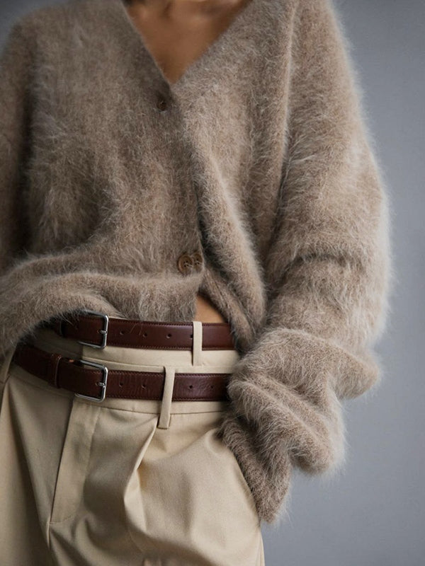Oversized fluffy cardigan voor vrouwen | V‑hals