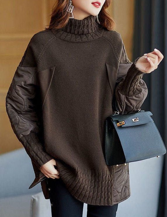 Hailey | Patchwork Pullover with Funnel Neck for Women
