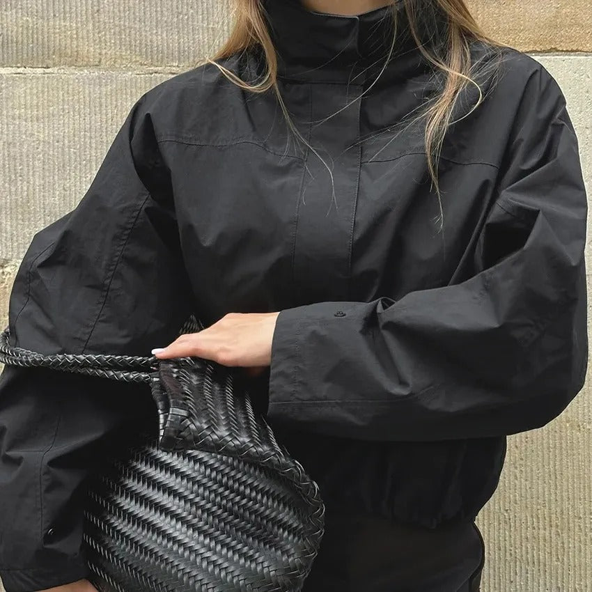 Windbreaker Dames Lichtgewicht met Hoge Kraag en Verstelbaar Trekkoord