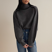 Warm Knitted Turtleneck for Women with Stripe Detail