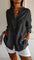 Dames Blouse Lange Mouw met V-hals en Knoopsluiting Oversized Zwart