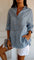 Dames Blouse Lange Mouw met V-hals en Knoopsluiting Oversized Grijs