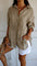 Dames Blouse Lange Mouw met V-hals en Knoopsluiting Oversized Abrikoos