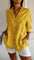 Dames Blouse Lange Mouw met V-hals en Knoopsluiting Oversized Geel