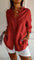 Dames Blouse Lange Mouw met V-hals en Knoopsluiting Oversized Rood