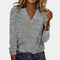 Dames Glamoureuze Glittertop met V-hals en Lange Mouwen